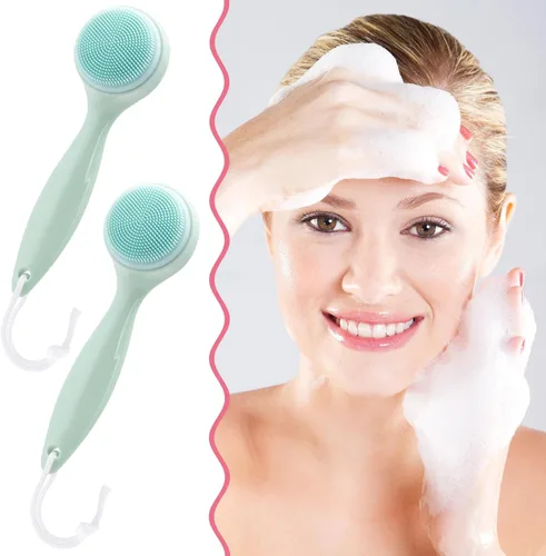 Miniatura 6 de HINZIC Paquete de 2 cepillos de limpieza facial manual de silicona, agradable a la piel, impermeable, limpiador exfoliante para puntos negros