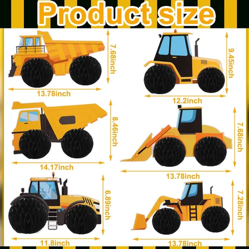 Miniatura 3 de Shappy 6 piezas de suministros de construcción para fiestas de cumpleaños, centros de mesa de construcción de panal de abeja, decoración