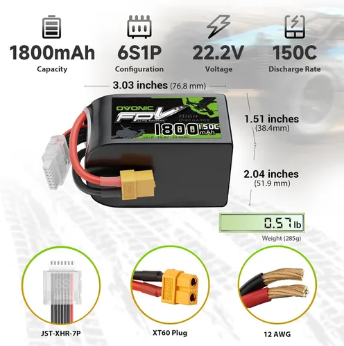 Miniatura 2 de OVONIC Batería Lipo de 22.2V 150C 1800mAh 6S