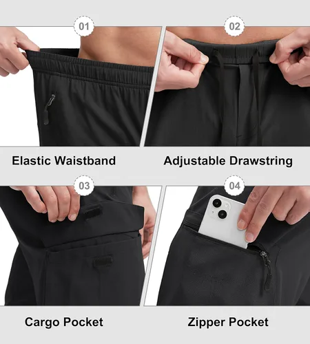 Miniatura 5 de Bikewa Pantalones cortos de ciclismo de montaña para hombre, con acolchado 3D, ajuste holgado, con bolsillos con cremallera