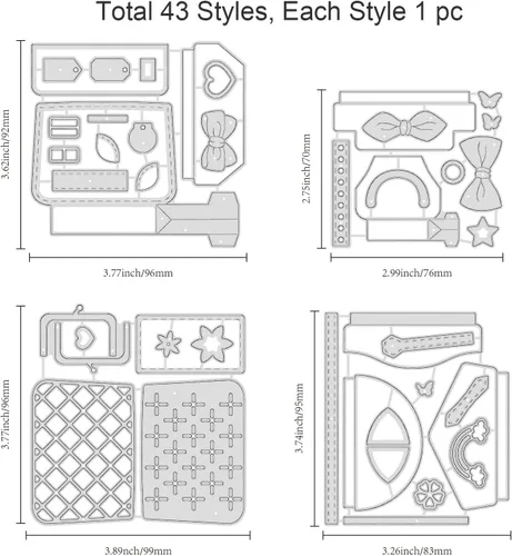 Miniatura 3 de INFUNLY 43 piezas de troqueles de corte de bolso de metal, plantillas de bricolaje con pajarita para hacer tarjetas, álbumes de fotos, álbumes