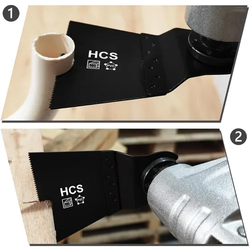 Miniatura 5 de Hojas de sierra oscilante multifunción de acero de alto carbono estándar de 2-1/2 pulgadas de ancho E-Cut, cuchillas multiherramienta de ajuste