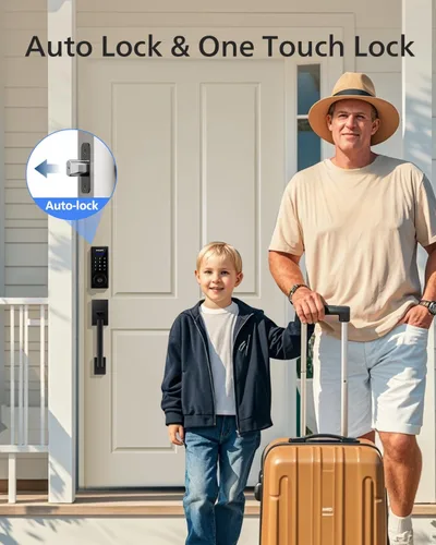 Miniatura 7 de Philips Cerradura de puerta inteligente WiFi con asa, juego de cerradura de puerta delantera Wi-Fi, juego de manijas de bloqueo de huellas