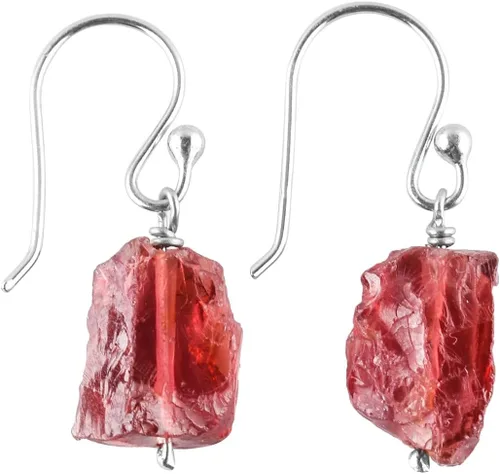 Miniatura 12 de Aretes colgantes de cristal crudo para mujeres y niñas Joyas de piedras preciosas naturales Joyas de piedra natal Plata de ley 925 Aretes