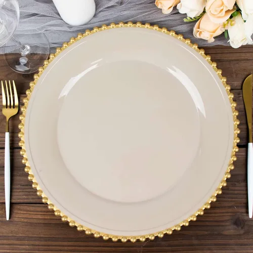 Miniatura 57 de Efavormart - Paquete de 10 platos de postre de plástico transparente rubor con borde de cuentas, platos redondos desechables para ensalada, 8