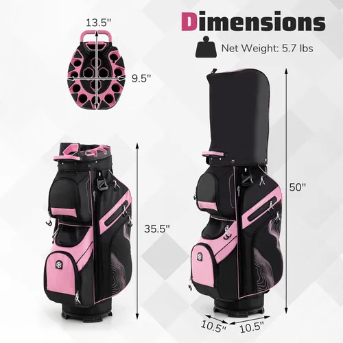 Miniatura 6 de Goplus Bolsa ligera para carrito de golf, bolsa de golf moldeada con separadores organizadores de longitud completa de 14 vías, 11 bolsillos, bolsa