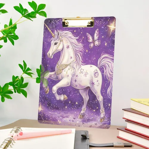 Miniatura 8 de Portapapeles de plástico con diseño de galaxia estrellada de unicornio, diseño de moda, para estudiantes, niños, mujeres y hombres, tablero de clip
