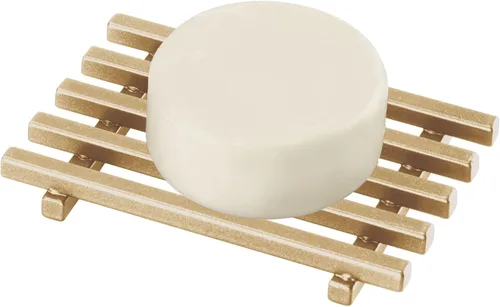 iDesign Jabonera para barra de jabón - Soporte de jabón para barra de cocina y baño, latón suave