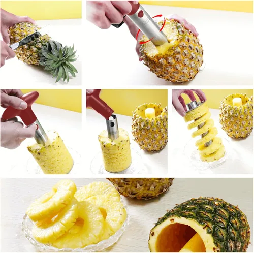 Miniatura 4 de Descorazonador de piña, [actualizado, reforzado, hoja más gruesa] Newness - removedor prémuim de núcleos de piña de acero inoxidable, herramienta