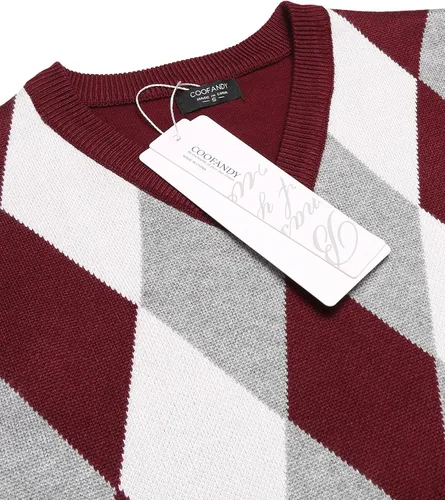 Miniatura 5 de COOFANDY Men's Sleeveless V Neck Pullover Sweater Slim Fit Casual Argyle Vest Sweaters