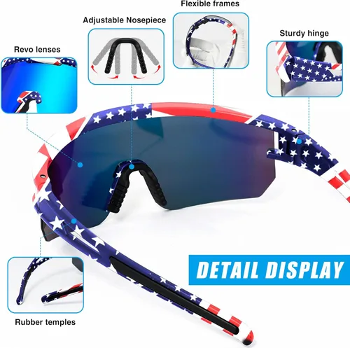 Miniatura 3 de Gafas de sol polarizadas para hombres y mujeres UV400 gafas de béisbol para MTB montar en bicicleta, correr, conducir bicicleta Ve-jh156-rayas