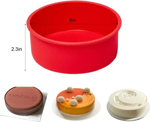 Miniatura 8 de saphe Moldes redondos de 8 pulgadas (3 paquetes) – Mini moldes redondos antiadherentes para hornear, moldes de silicona para pasteles y postres