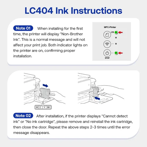 Miniatura 6 de LC404 LC404XL - Cartuchos de tinta de repuesto compatibles con Brother LC 404 LC-404 para impresora MFC-J1205W MFC-J1215W