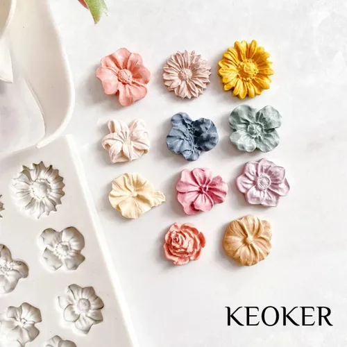 Miniatura 2 de Moldes de arcilla polimérica de flores Keoker - 1 pieza para hacer joyería, moldes de arcilla polimérica para decoración de aretes (flor mediana)