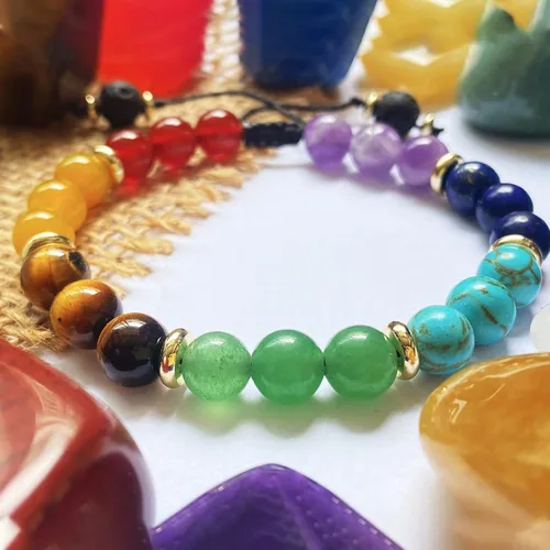 Miniatura 20 de 7 Chakra Bracelet Real Crystal Stone Beads Essential Oil Set Yoga Meditation Protection Lava Rock Jewelry Gifts for Women Men
