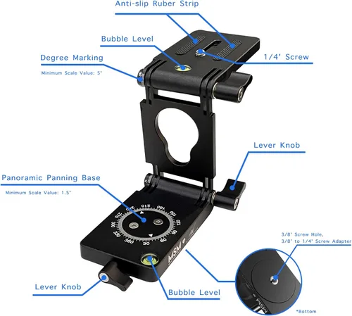 Miniatura 6 de Z Flex Tilt Trípode Cabeza – Ángulo Flexible Pan & Tilt Head/Universal Multiway Cámara Trípode Conexión a Monopod Slider Rail Estabilizador Gimbal