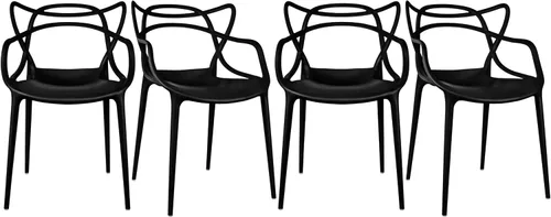 Miniatura 19 de 2xhome Silla de comedor moderna Silla auxiliar apilable para interiores o exteriores Plástico resistente a la intemperie para cocina, patio