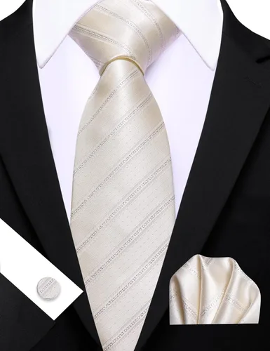 Miniatura 385 de Barry.Wang Juego de corbatas para hombre, corbata de seda a rayas, tejido a cuadros, gemelos formales, negocios, boda