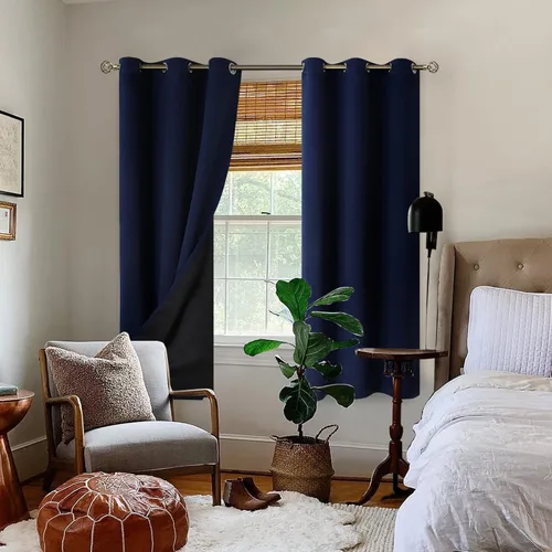 Miniatura 2 de BGment Cortinas 100% opacas con aislamiento térmico, de doble capa, con forro negro y ojales, para oscurecimiento de la habitación, reduce el ruido