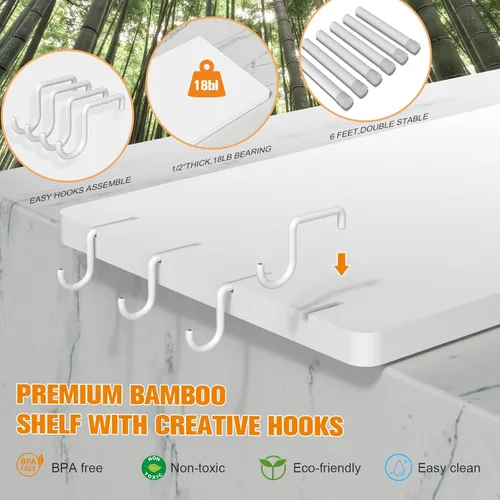 Miniatura 6 de JayRex Organizador de baño, estante de encimera, estante de esquina de 3 niveles, organizador de bambú ajustable para encimera de baño, maquillaje