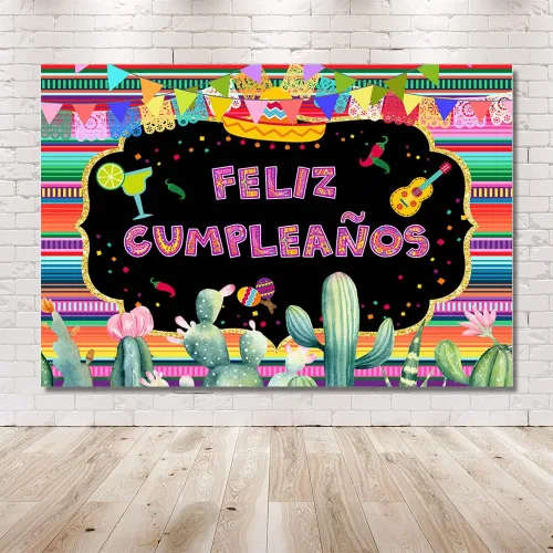 Miniatura 6 de MEHOFOND Telón de fondo para fiesta temática mexicana, decoración de fiesta temática mexicana, fondo de fotografía de feliz cumpleaños, México