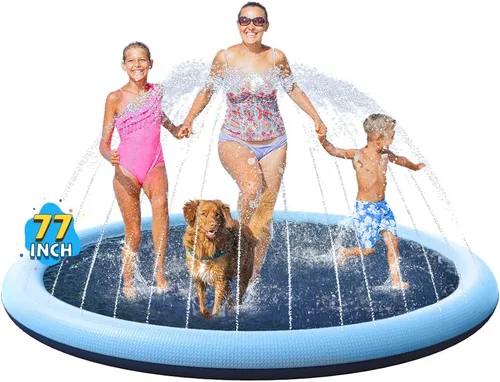 VISTOP Almohadilla Antisalpicaduras Antideslizante para Niños y Perros, Piscina de Aspersores Engrosada Juguetes Acuáticos de Verano al Aire Libre -