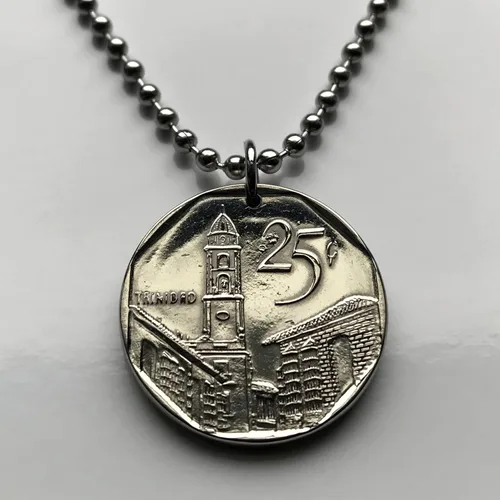 Miniatura 4 de 2008 Cuba 25 Centavo coin pendant Trinidad Sancti Spiritus Church of San Francisco de Asis Havana Camagüey Holguín Santa Clara Guantánamo Baracoa