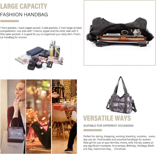 Miniatura 166 de Angel Barcelo - Bolsa de hombro amplia para mujer, diseño Hobo, cuero lavado