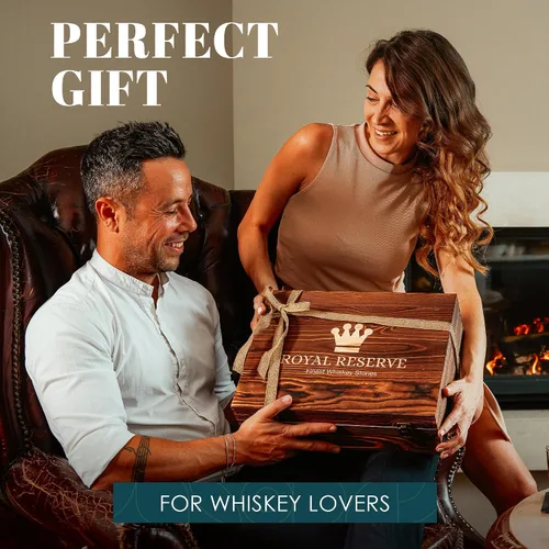 Miniatura 7 de Royal Reserve - Juego de decantador de whisky - Decantador de licor de bourbon de 24 onzas, 25.4 fl oz con vasos, piedras refrescantes, posavasos