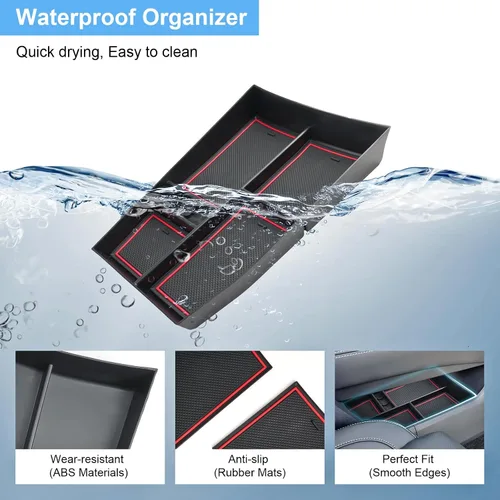 Miniatura 4 de Organizador de reposabrazos 2021-2024 2025 para Nissan Rogue (S/SV/SL/Platinum/Rock Creek), organizador de consola central de plástico ABS y goma