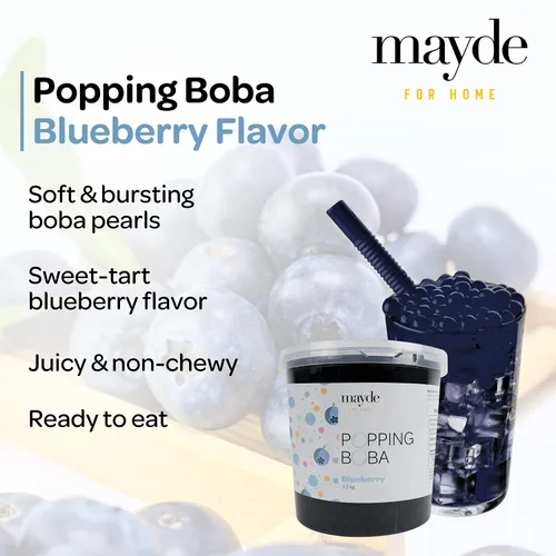 Miniatura 2 de Mayde Perlas de Boba Popping para bebidas, postres y cuencos de desayuno, perlas explosivas de arándanos (sabor a arándano, 7 libras)