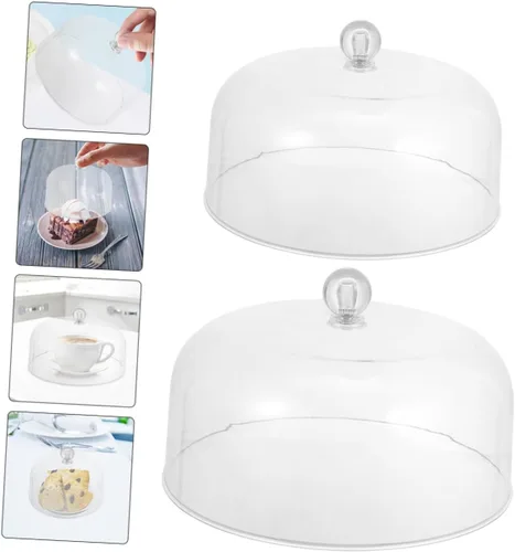 Miniatura 3 de SHOWERORO 2 cubiertas acrílicas para tartas, cúpulas de postre multifuncionales, protector de alimentos reutilizable para uso diario para fiestas