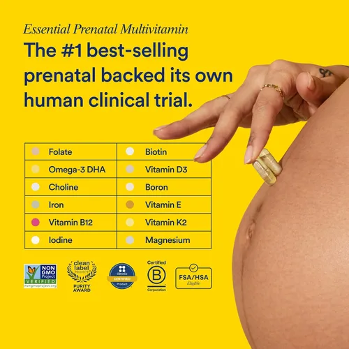 Miniatura 2 de Ritual Multivitamínico Prenatal Esencial para Mujeres: Folato y Colina para Soporte del Tubo Neural, Omega-3 DHA para el Desarrollo del Cerebro