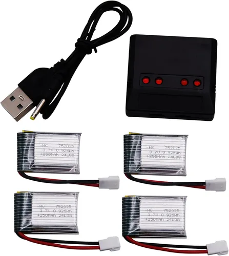 Miniatura 8 de Blomiky Paquete de 4 3.7 V 250 mAh 0.925 Wh MX2.0 Enchufe Recareable Li-po Batería y Caja de Tablero Adecuado para Algunos Pequeños Aviones RC