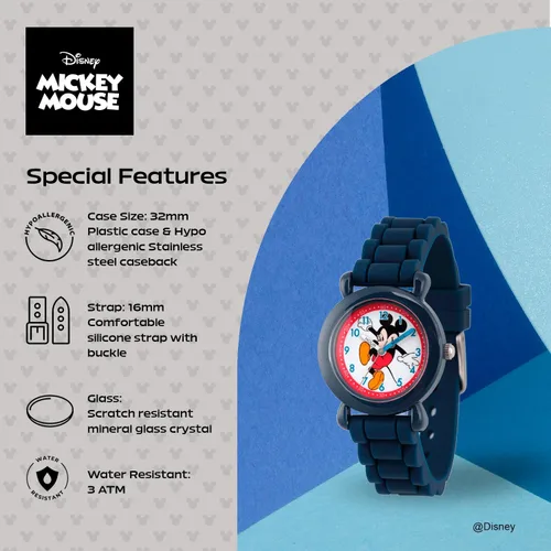 Miniatura 4 de Disney Mickey Mouse - Reloj analógico de cuarzo con correa de silicona para niños