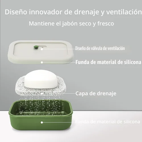 Miniatura 5 de AIDIMMING Funda de jabón de viaje de silicona mejorada a prueba de fugas, soporte de barra de champú ventilado, caja de jabón de barra grande