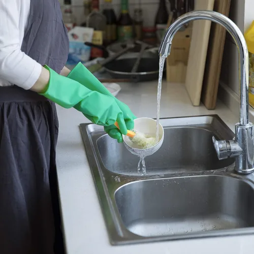 GAYISIC Guantes de limpieza de cocina reutilizables sin látex, diseño antideslizante, guantes resistentes para lavar platos, 2 pares