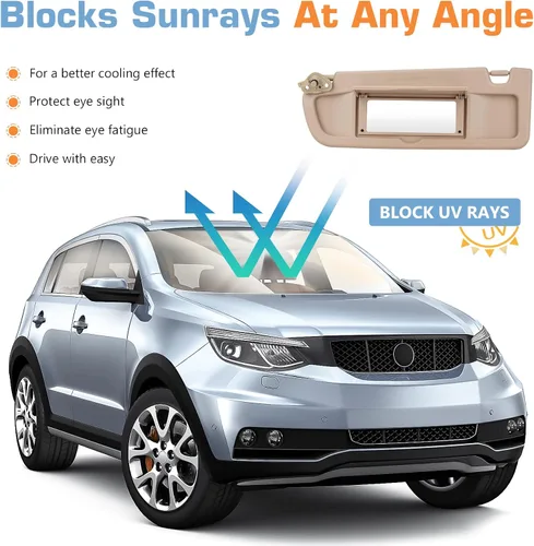 Miniatura 4 de Visera solar izquierda y derecha para Honda Civic 2006 2007 2008 2009 2010 2011 EX LX Sedan SI Coupé, parasol beige para el lado del conductor