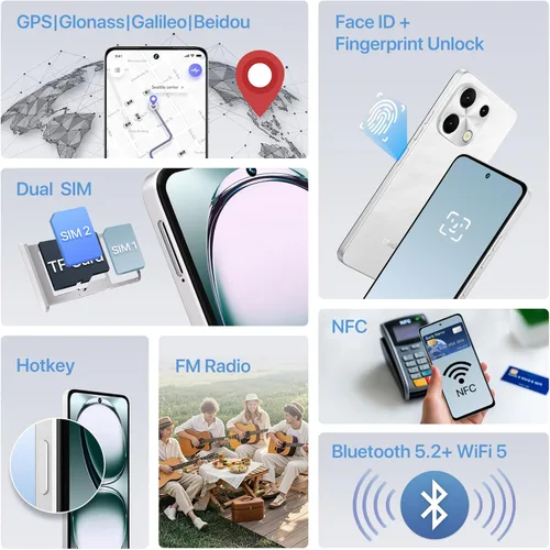 Miniatura 7 de UMIDIGI Note 100 Teléfono, NFC Dual SIM desbloqueado, 12 (6+6) GB+128 GB Expandir 1TB Android 14 teléfonos, pantalla HD de 6.8 pulgadas + 120 Hz