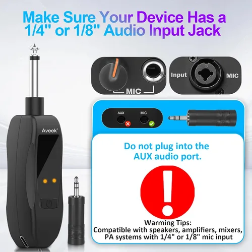 Miniatura 4 de Aveek Micrófono inalámbrico para karaoke, micrófono recargable de karaoke de 2.4GHz (funciona 10hs), para altavoz, máquina de karaoke, iglesia, gris