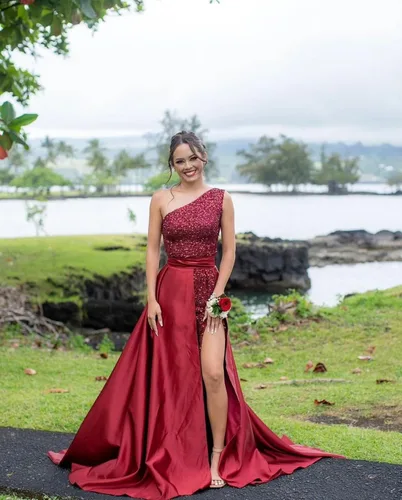 Miniatura 4 de Vestido de fiesta de lentejuelas de un hombro 2025 con vestido de baile de satén desmontable, vestidos de noche formales brillantes para mujer