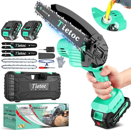 Miniatura 11 de Tietoc Motosierra eléctrica de 6 pulgadas, inalámbrica, funciona con pilas, sierra de mano para recorte de madera/árboles, Sawzall para el hogar