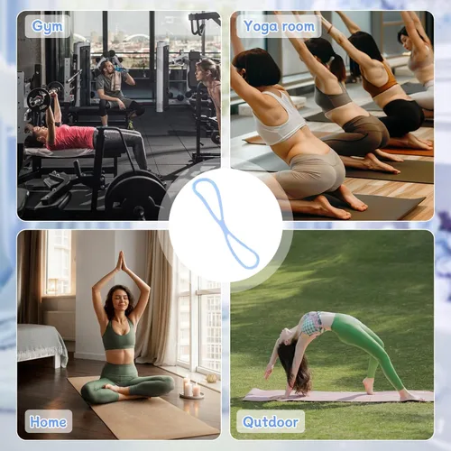 Miniatura 5 de Figura 8 Banda de resistencia, bandas de ejercicio para hombres y mujeres con asas, equipo de fitness para el hogar de yoga, pilates, (azul)