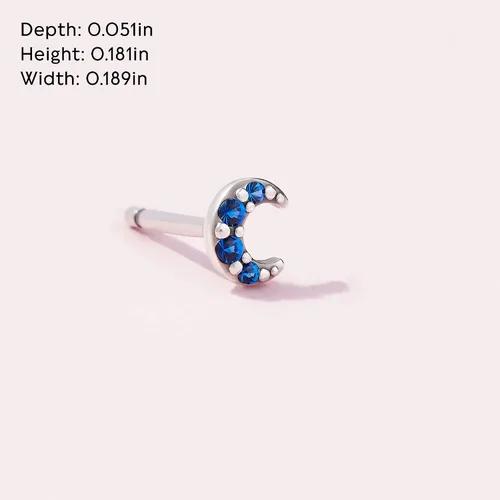 Miniatura 5 de Pandora ME Jewelry - Aretes de plata de ley con forma de luna creciente y cristal azul real, Metal Cristal