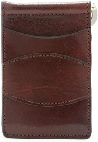 Miniatura 4 de Storus Cartera de afeitar, cartera delgada de cuero italiano con abrazadera de metal para efectivo + placa de grabado