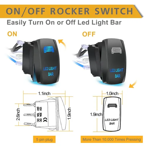 Miniatura 4 de Arnés de cableado 1 cable, kit de arnés de cableado de barra de luz LED Rfroad Lighting para luces antiniebla, luces de conducción todoterreno, luz
