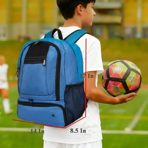 Miniatura 2 de Bolsa de fútbol, mochila de baloncesto, bolsa de equipo deportivo con compartimento para zapatos que sostiene zapatillas, casco, baloncesto, fútbol