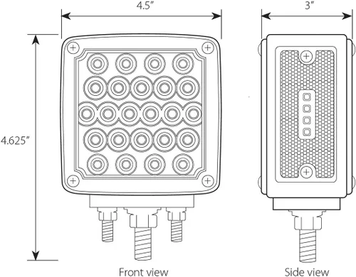 Miniatura 4 de GG Grand General 77623 Square 2 Face Amber/Red Pearl LED Pedestal Light, lente transparente, lado del conductor Ámbar/rojo/transparente