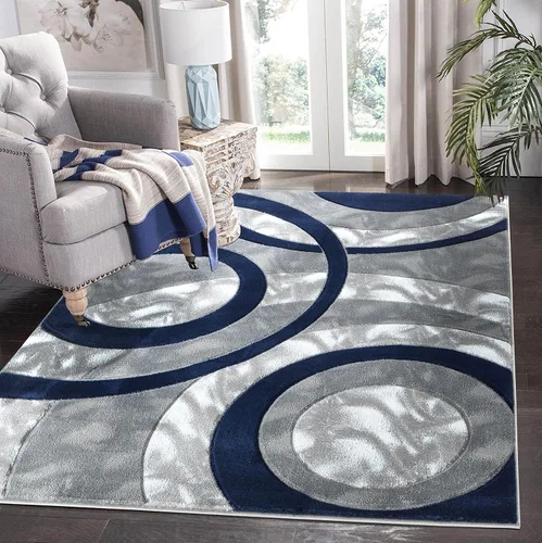 Miniatura 16 de GLORY RUGS Alfombra de área 2x3 marrón, tapete para puerta, círculos modernos, suave, alfombra de piso contemporánea con textura esponjosa