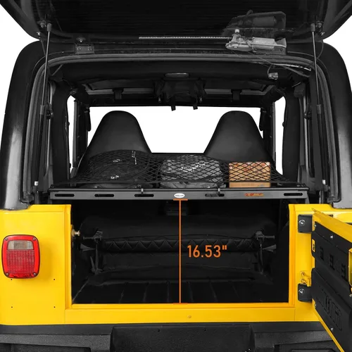Miniatura 4 de Hooke Road TJ Bandeja de almacenamiento interior de rejilla de carga para maletas del portaequipajes del maletero trasero para Jeep Wrangler TJ